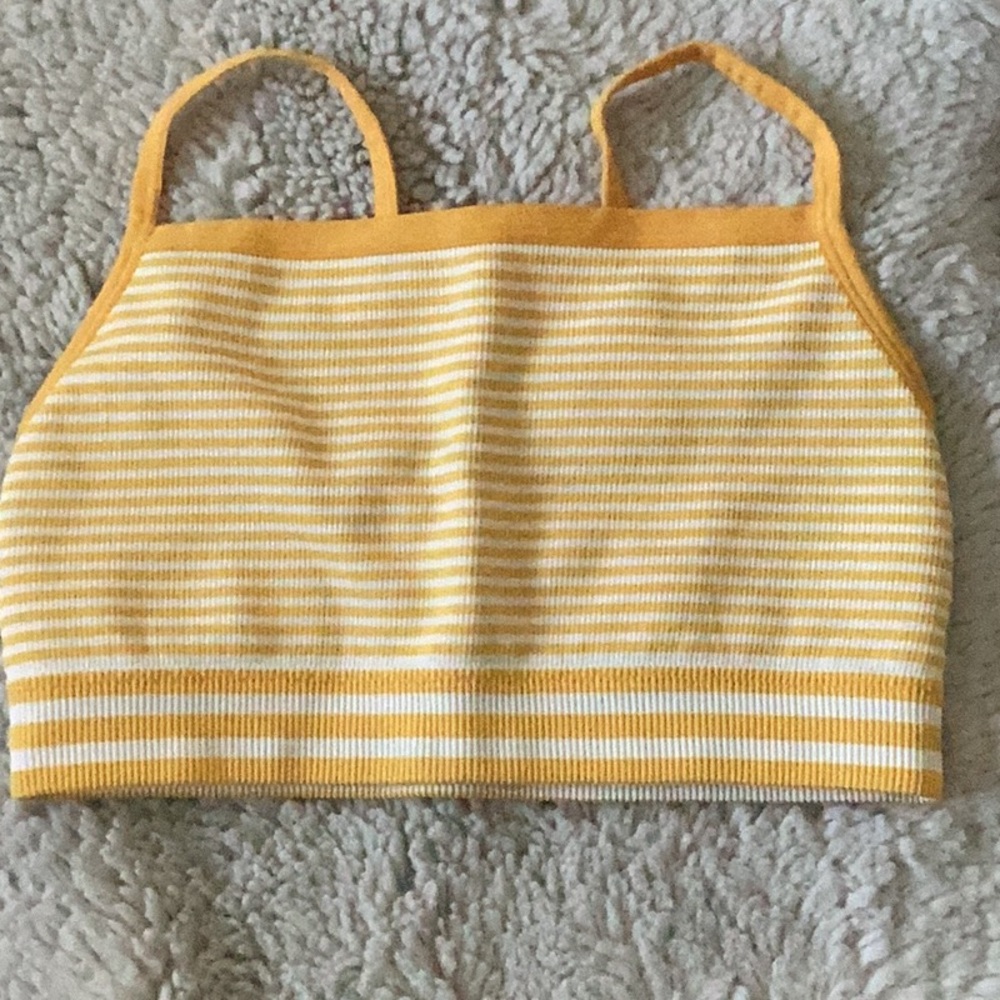 Colsie Yellow and White Striped Bralette NWOT